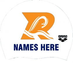 Arena White Silicone Caps w/ R/WAVE Logo & Personal Name (SET OF 2)